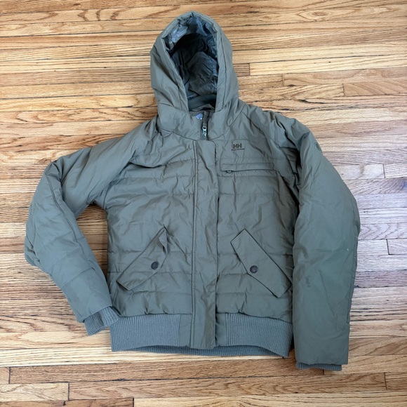 Helly Hansen Jackets & Blazers - Helly Hansen Hooded Puffer Jacket Olive Green Women’s M Winter Coat